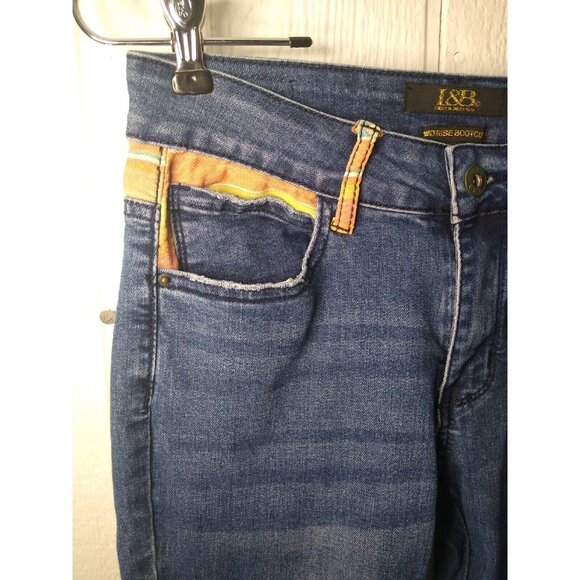 Lucky & Blessed Jeans L&B Women's 4 Mid Rise Bootcut Orange Stripe Pockets Trim - Picture 6 of 10